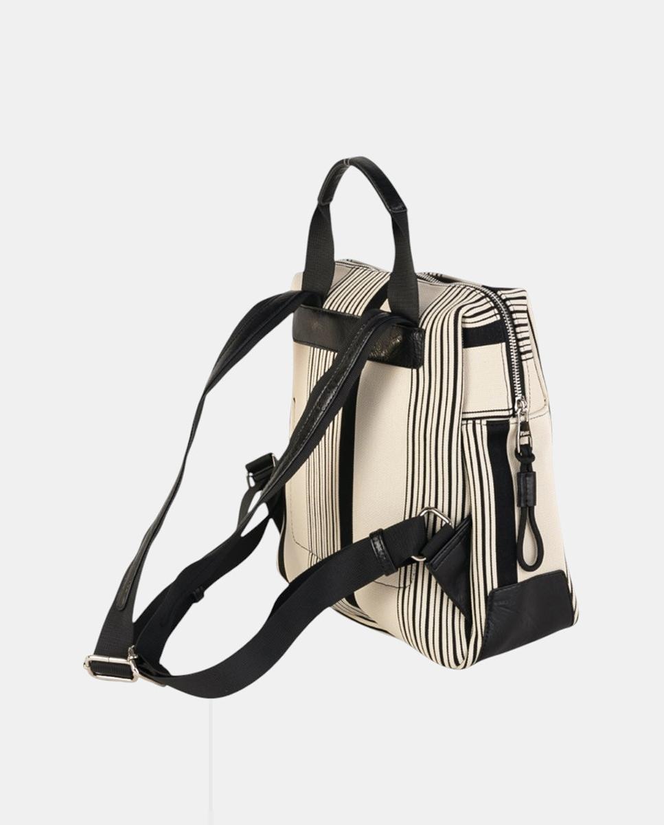 Mochila de Tamanho Médio em Algodão Resistente com Alça Superior e Alças Ajustáveis Preto-3