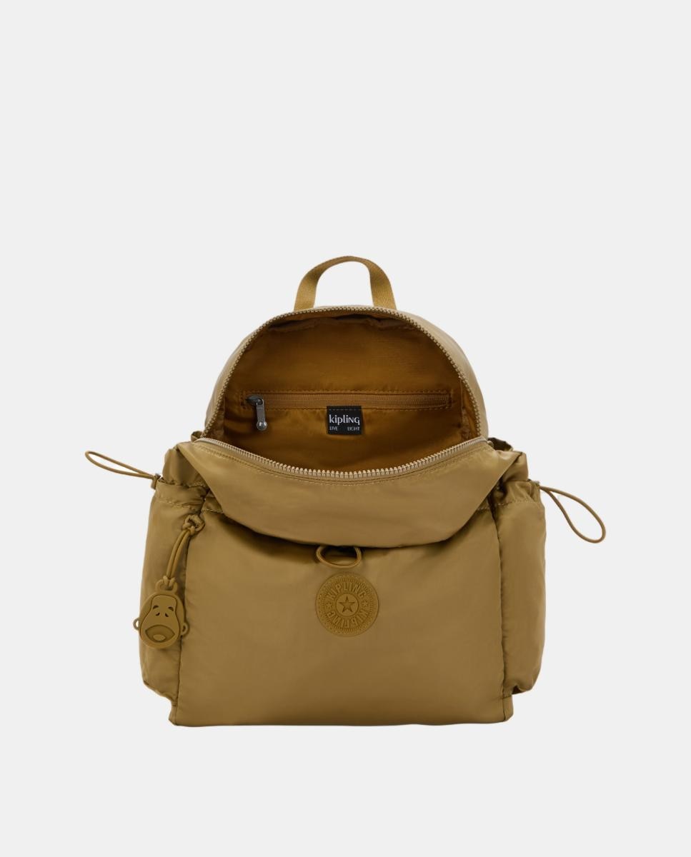 Mochila de Tamanho Médio com Bolso com Cordão de Ajuste Castanho-3