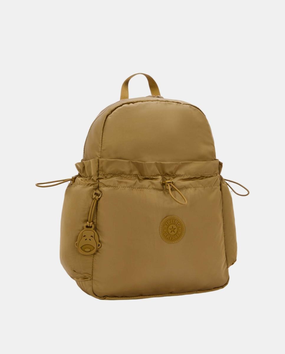 Mochila de Tamanho Médio com Bolso com Cordão de Ajuste Castanho-4