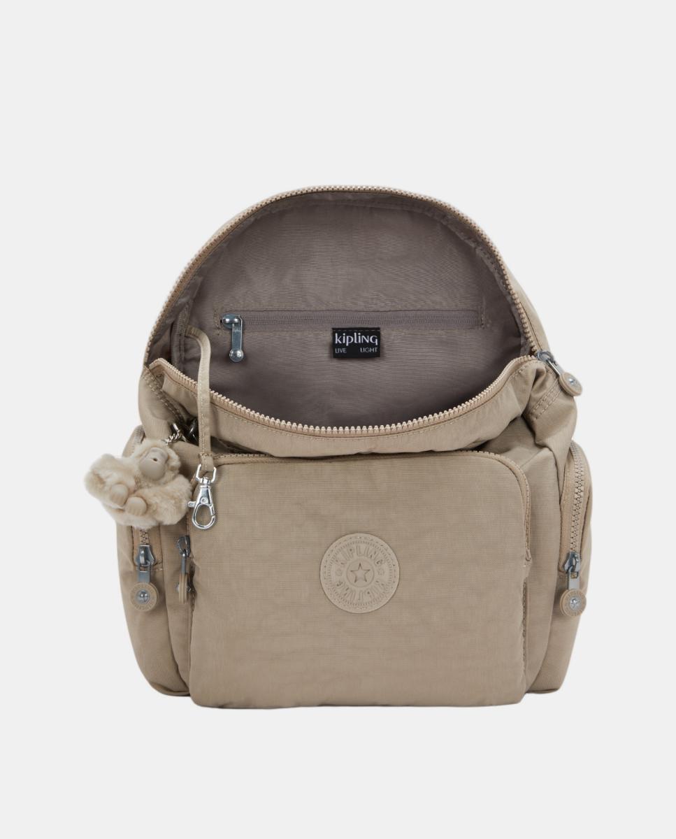 Mochila Média com Correias Ajustáveis, Modelo City Zip S Bege-3