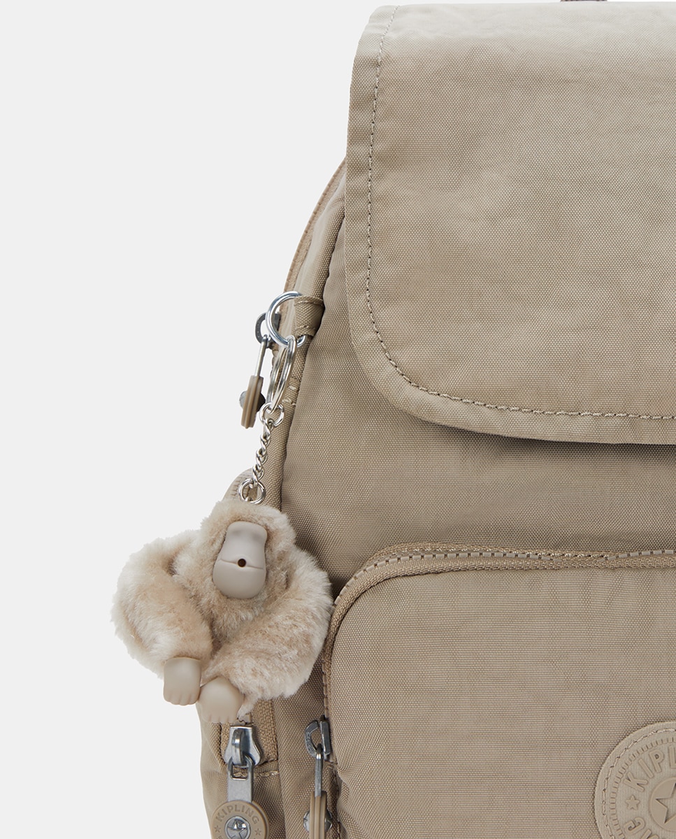 Mochila Média com Correias Ajustáveis, Modelo City Zip S Bege-5