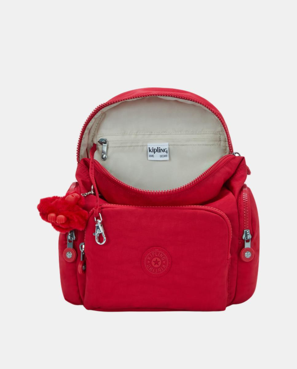 Mochila Pequena com Correias Ajustáveis, Modelo City Zip Mini Vermelho-3