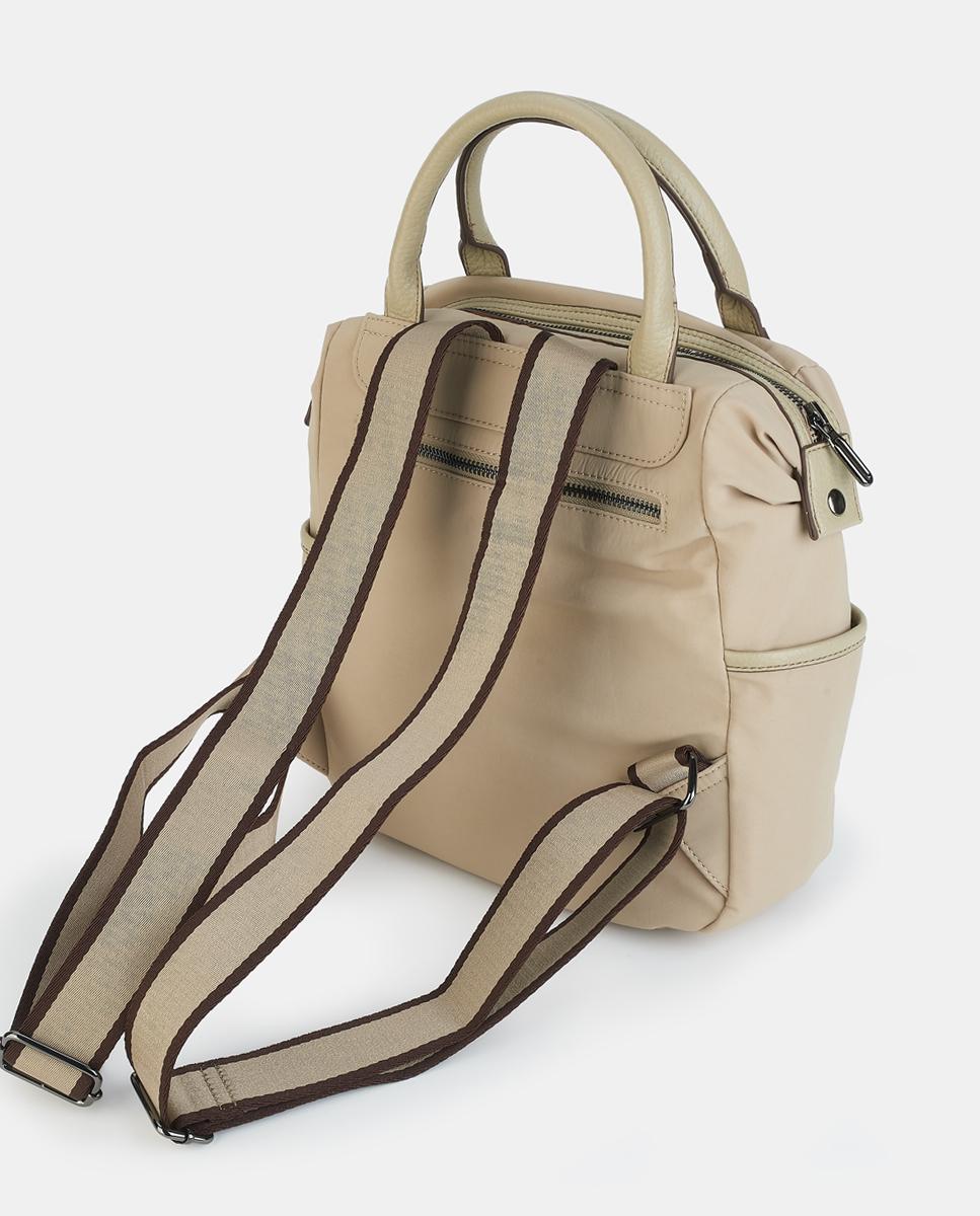 Mochila com Fecho de Correr Bege-2