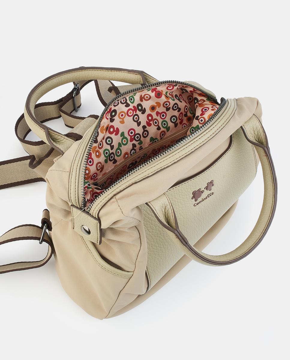 Mochila com Fecho de Correr Bege-3