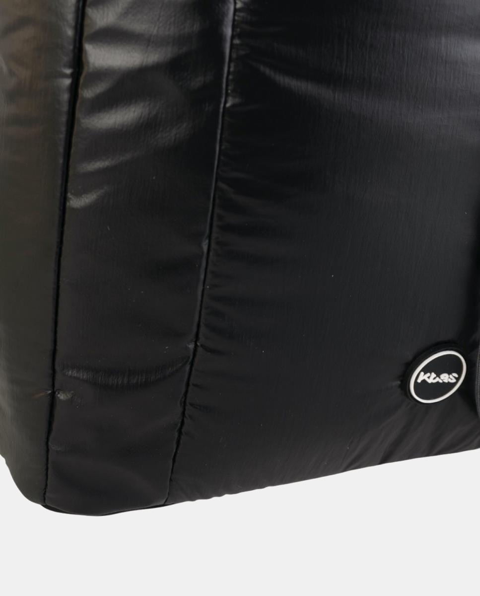Mochila Urbana Larga em Tecido Técnico Ligeiro com Correias Ajustáveis e Bolsos Exteriores Preto-3