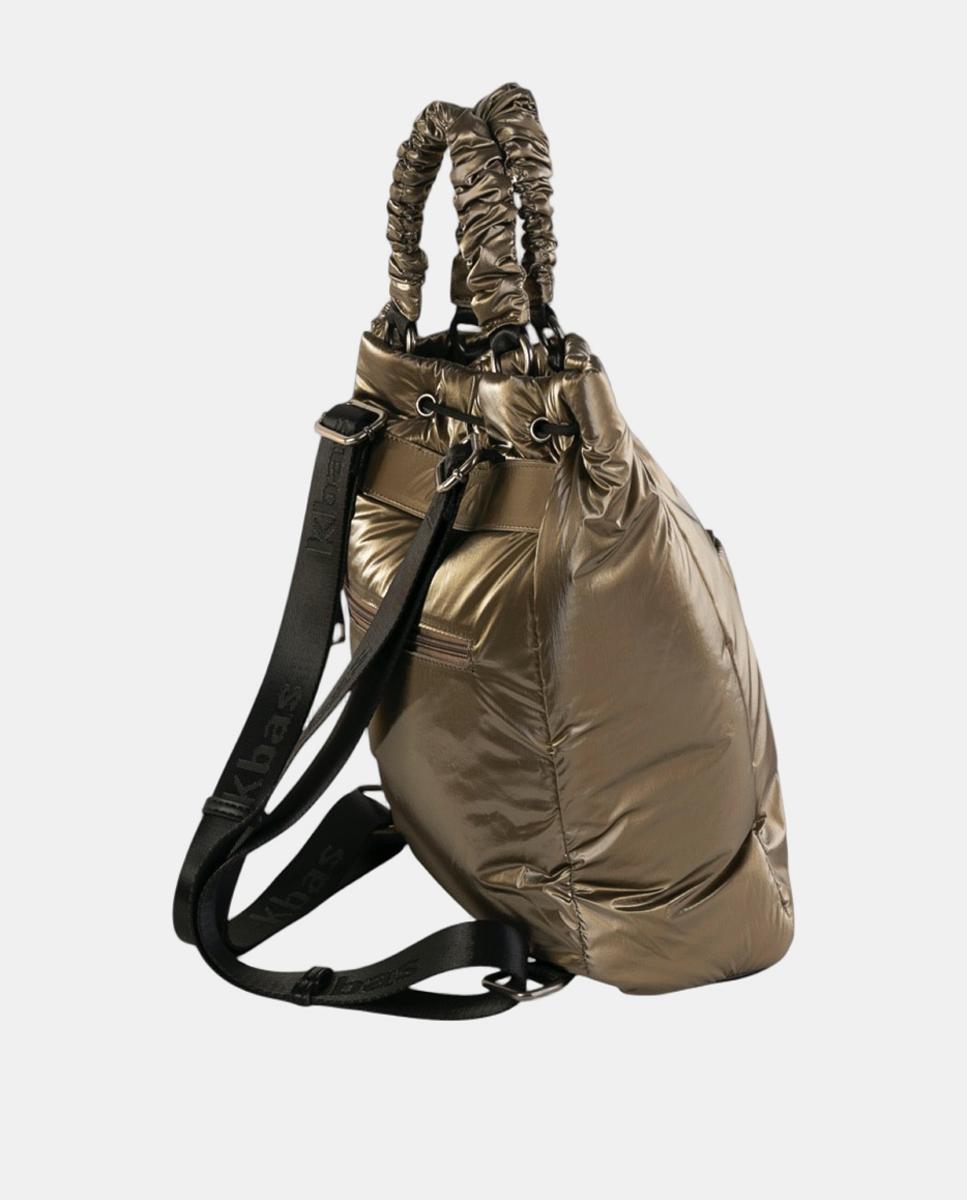 Mochila Urbana Larga em Tecido Técnico Ligeiro com Correias Ajustáveis e Bolsos Exteriores Verde-militar-2
