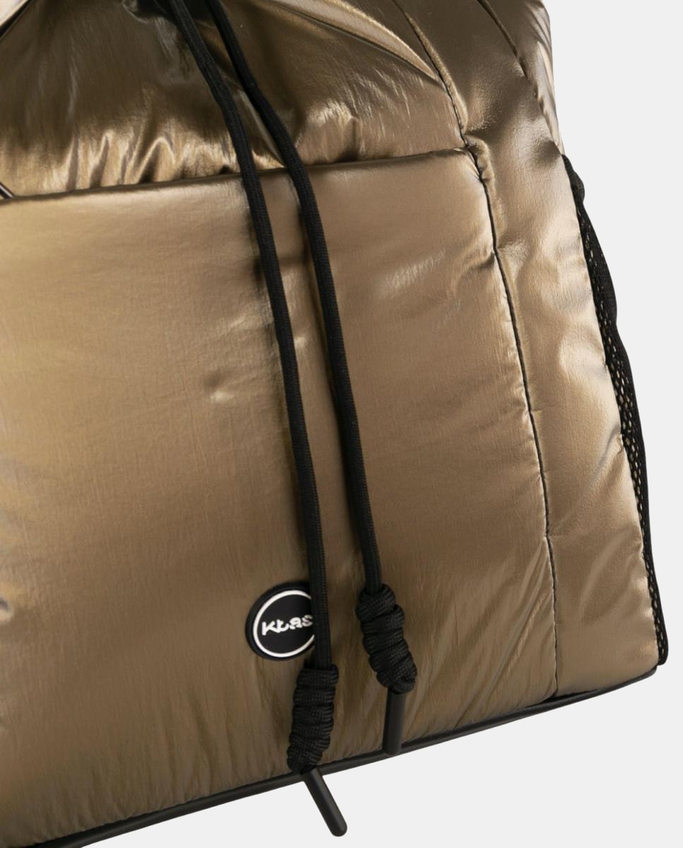 Mochila Urbana Larga em Tecido Técnico Ligeiro com Correias Ajustáveis e Bolsos Exteriores Verde-militar-3
