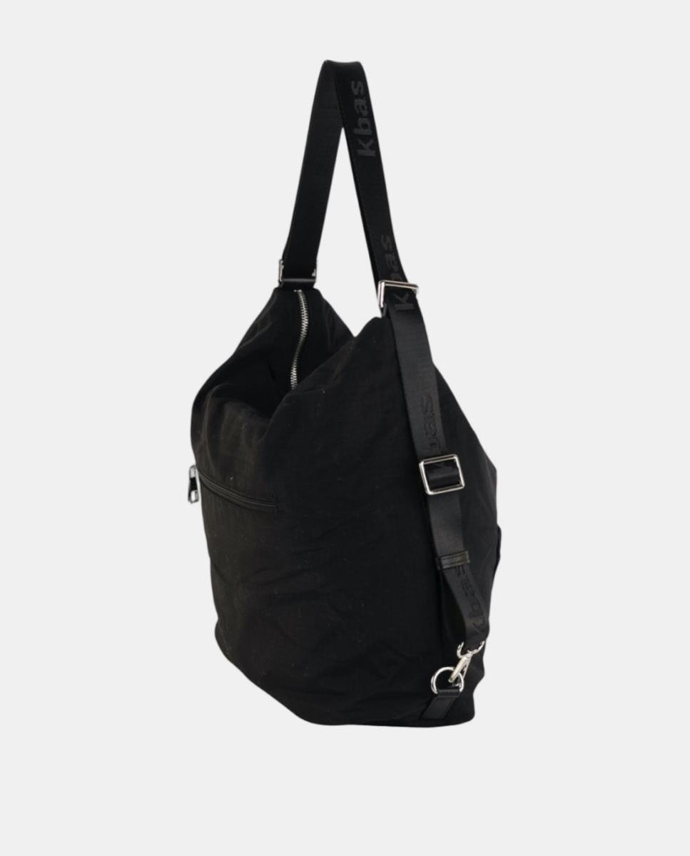 Mala Hobo de Nylon Ligeiro Conversível em Mochila Preto-2