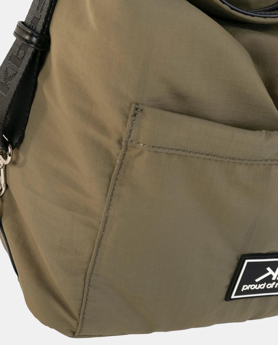 Mala Hobo de Nylon Ligeiro Conversível em Mochila Verde-militar-3