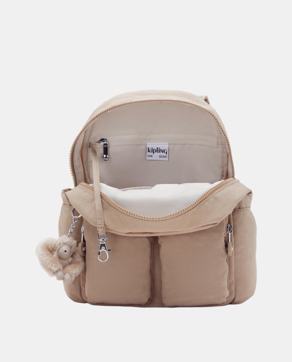 Mochila Pequena com Design Compacto Bege-3
