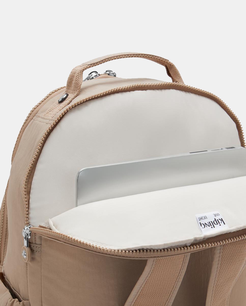 Mochila Grande com Compartimento Independente para Portátil Bege-6