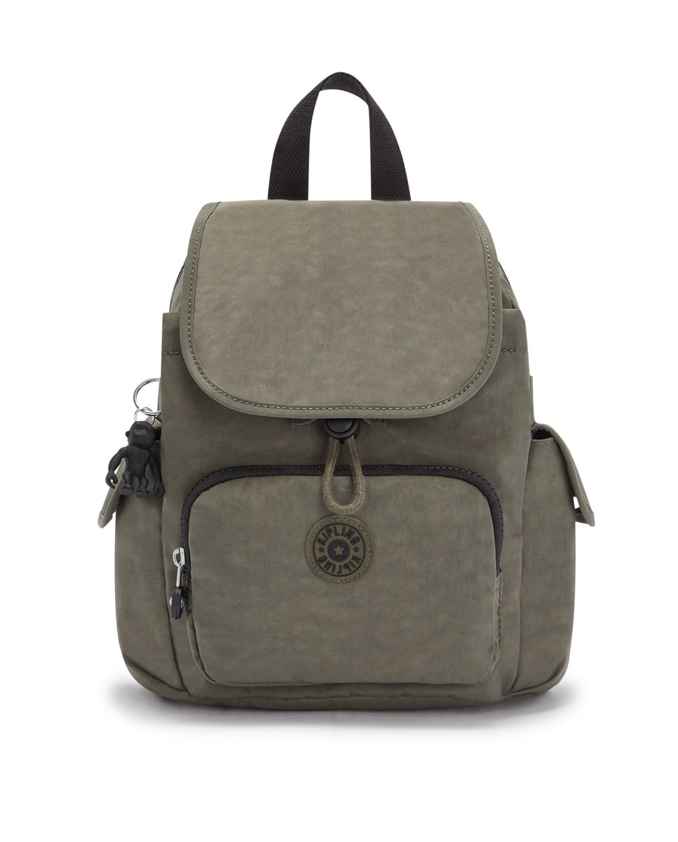 Mochila Mini com Bolsos e Correias Ajustáveis Verde-militar-1