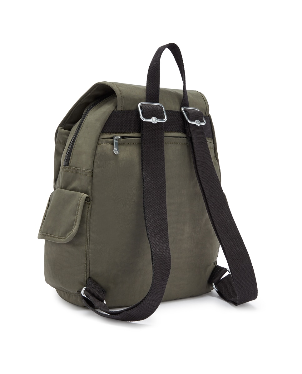 Mochila Pequena com Bolsos e Correias Ajustáveis Verde-militar-2