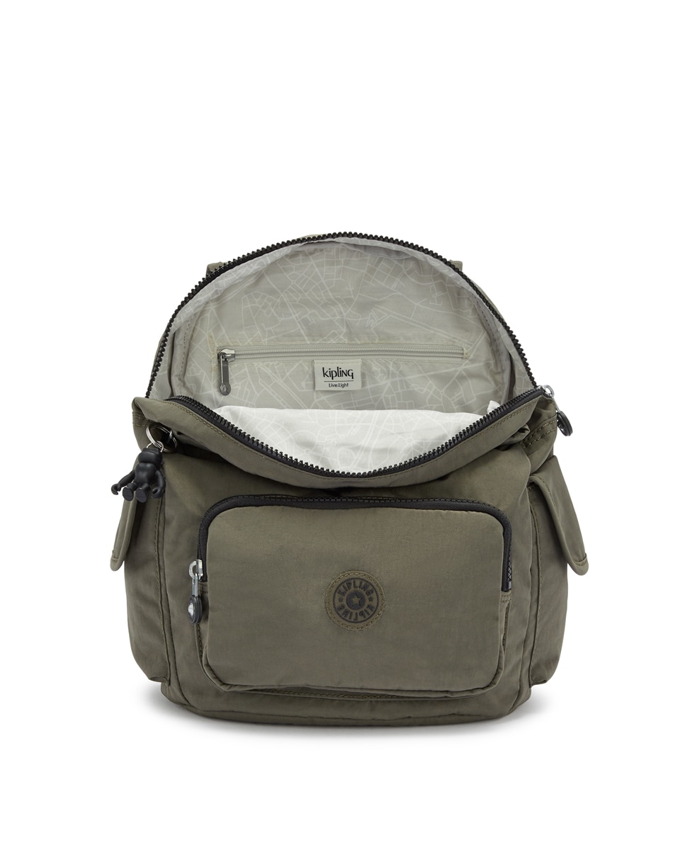 Mochila Pequena com Bolsos e Correias Ajustáveis Verde-militar-3