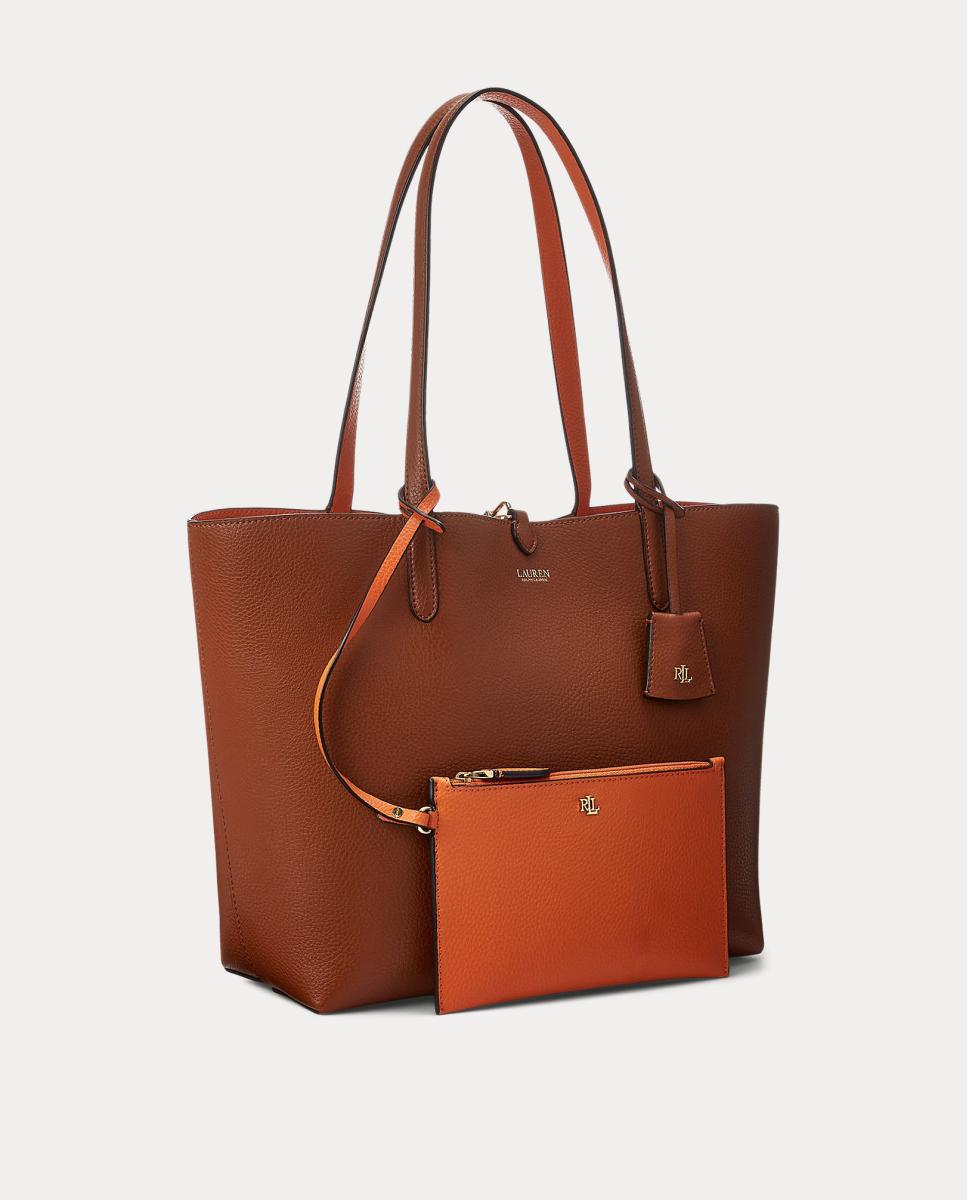 Mala tote reversível castanha e laranja Castanho-3