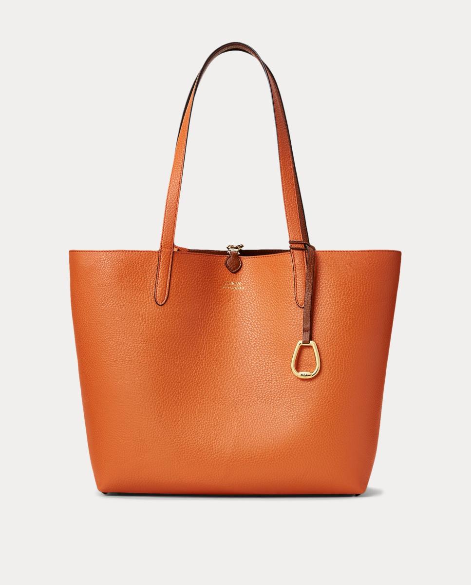 Mala tote reversível castanha e laranja Castanho-7