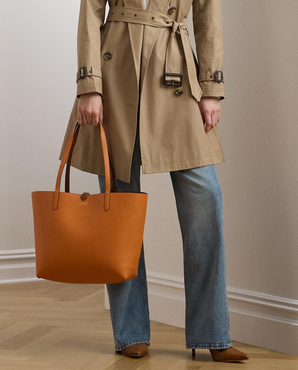 Mala tote reversível castanha e laranja Castanho-9