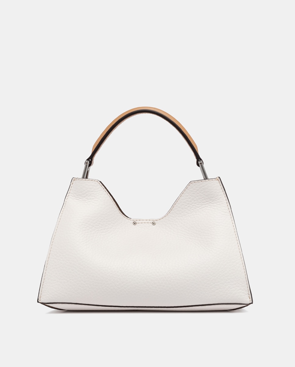 Mala Hobo com Alça Adicional e em Pele Branco-3