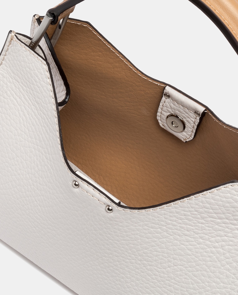 Mala Hobo com Alça Adicional e em Pele Branco-4