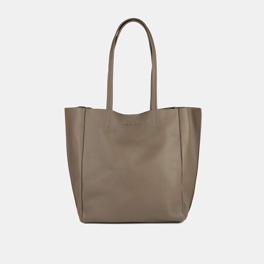 Imagen 0 de Bolso shopper XL piel vacuna color kaki