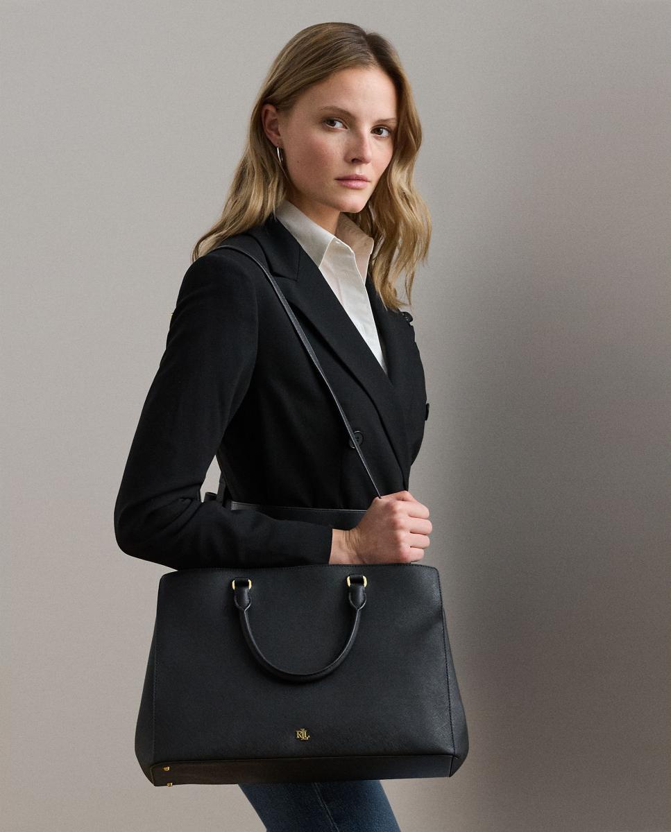 Mala de Mão Grande Hanna com Alça de Tiracolo Amovível e em Pele - Preto Preto-8