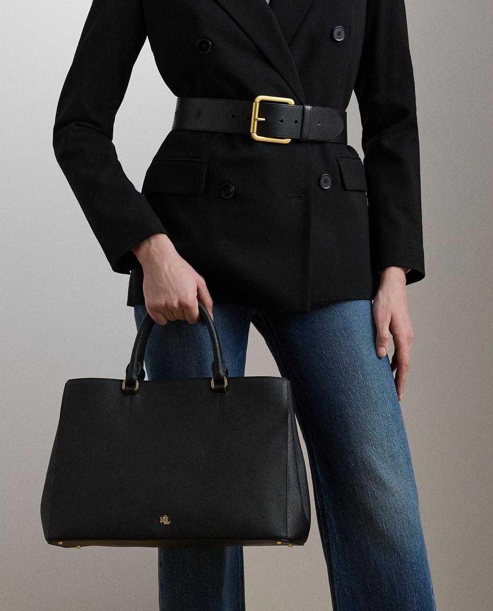 Mala de Mão Grande Hanna com Alça de Tiracolo Amovível e em Pele - Preto Preto-9