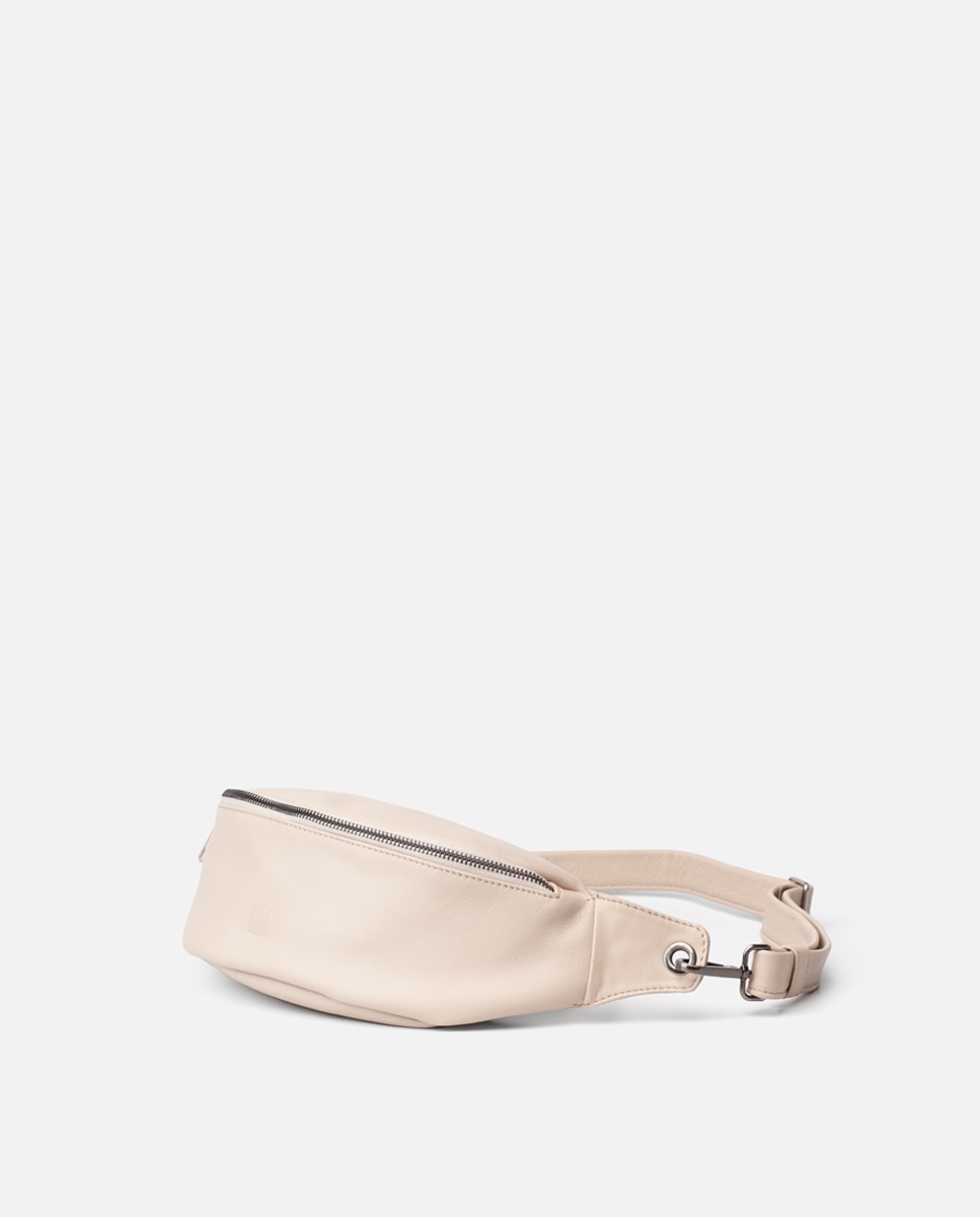 Bolsa de Cintura Média de Pele de Bovino Abaulada Grão Cru Creme-1