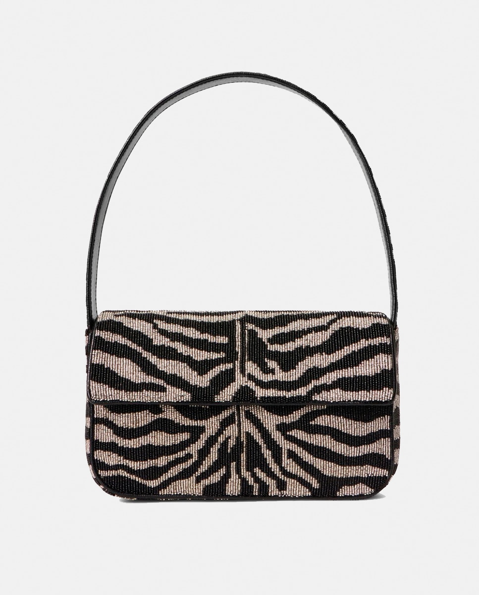 Mala Modelo Tommy com Contas - Branco/Preto Multicolor-1