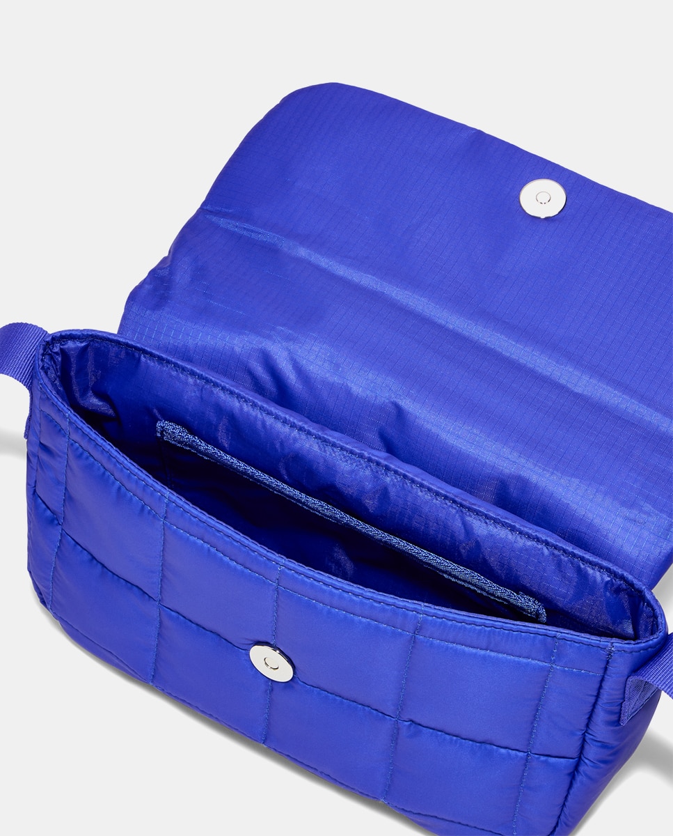 Mala a Tiracolo Pequena Dalton com Aba e em Nylon - Azul Azul-4