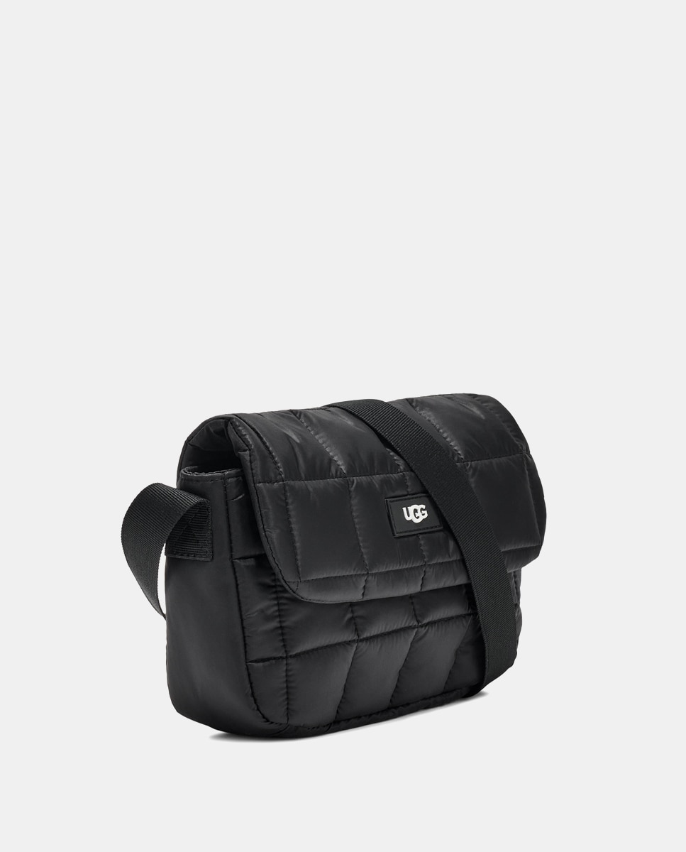 Mala a Tiracolo Pequena Dalton com Aba e em Nylon - Preto Preto-2