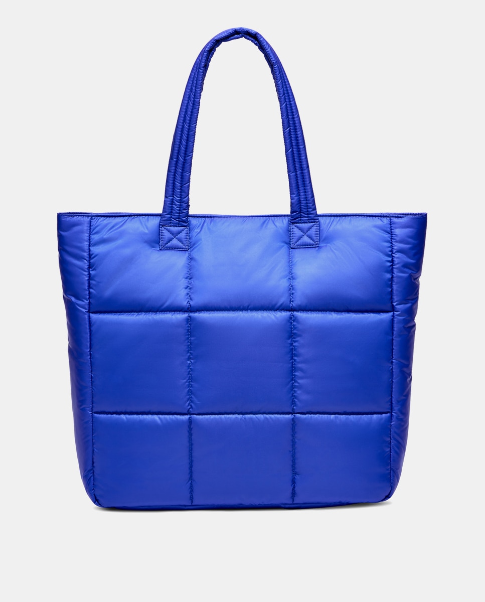 Mala Tipo Tote Ellory com Fecho Magnético e em Nylon Acolchoado - Azul Azul-3