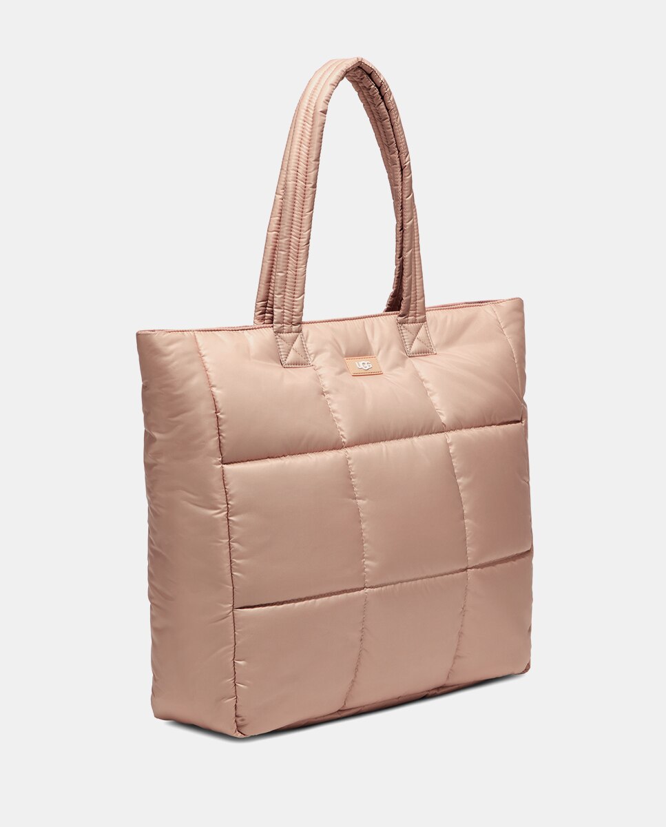 Mala Tipo Tote Ellory com Fecho Magnético e em Nylon Acolchoado - Bege Bege-2