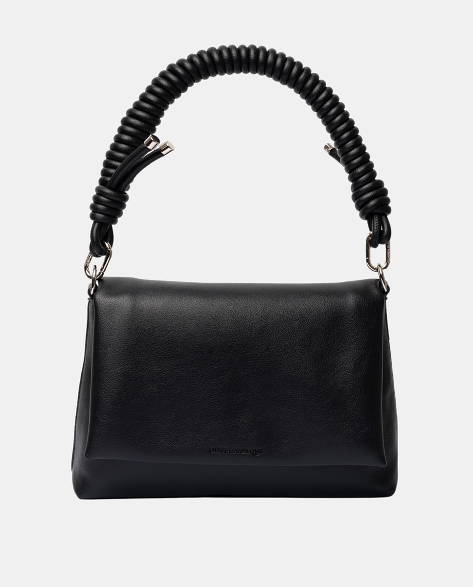 Mala de Ombro Olivia com Aba - Preto Preto-1
