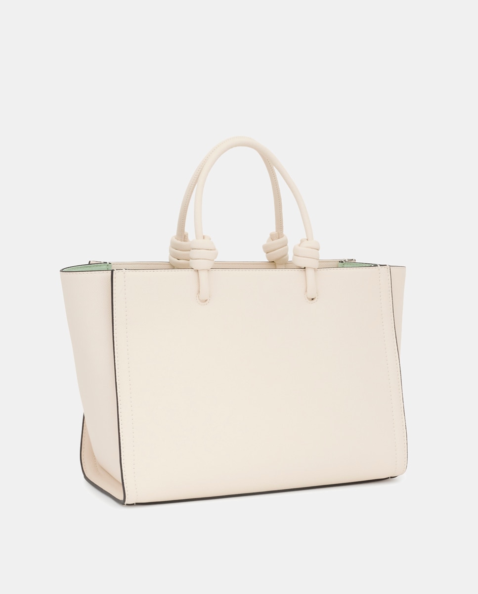 Mala Shopper Média Amaya La Rue com Detalhe da Marca Bege-2