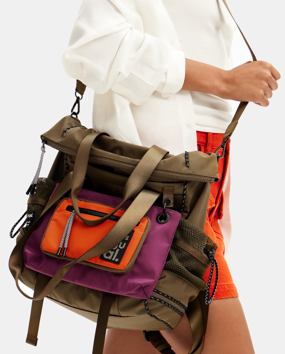 Mochila Voyager XL Multiposições com Fecho de Correr Caqui-2