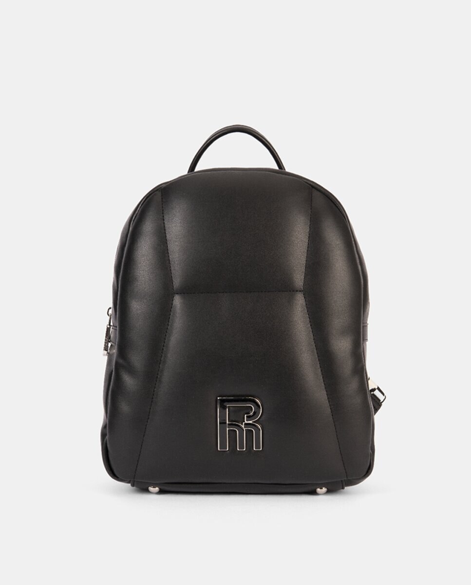 Mochila com Artigo Muito Agradável ao Tacto e Pespontos à Frente Preto-1