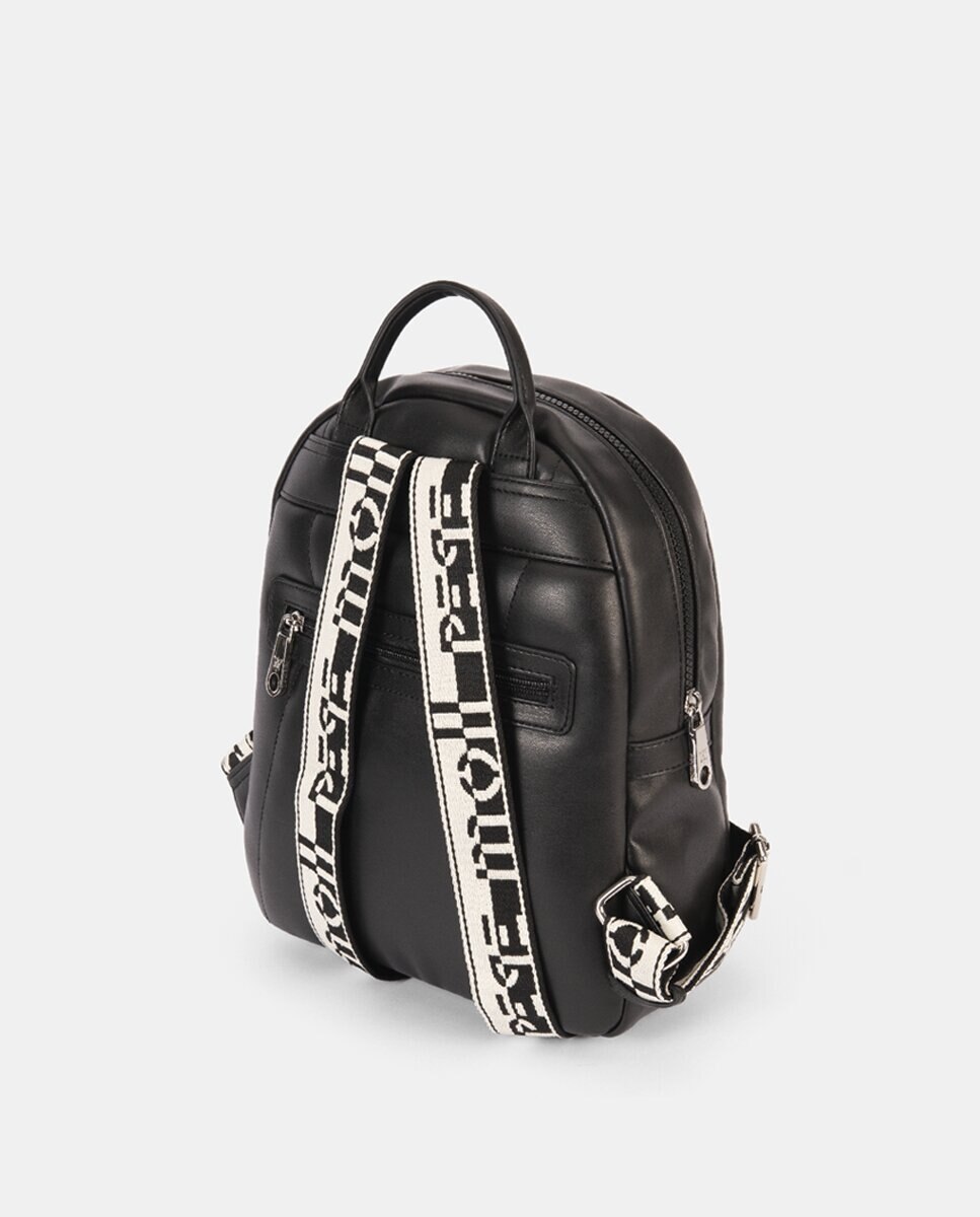 Mochila com Artigo Muito Agradável ao Tacto e Pespontos à Frente Preto-2