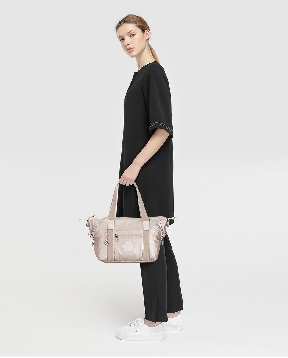 Mini Mala Tipo Tote com Correia Amovível Ouro-6