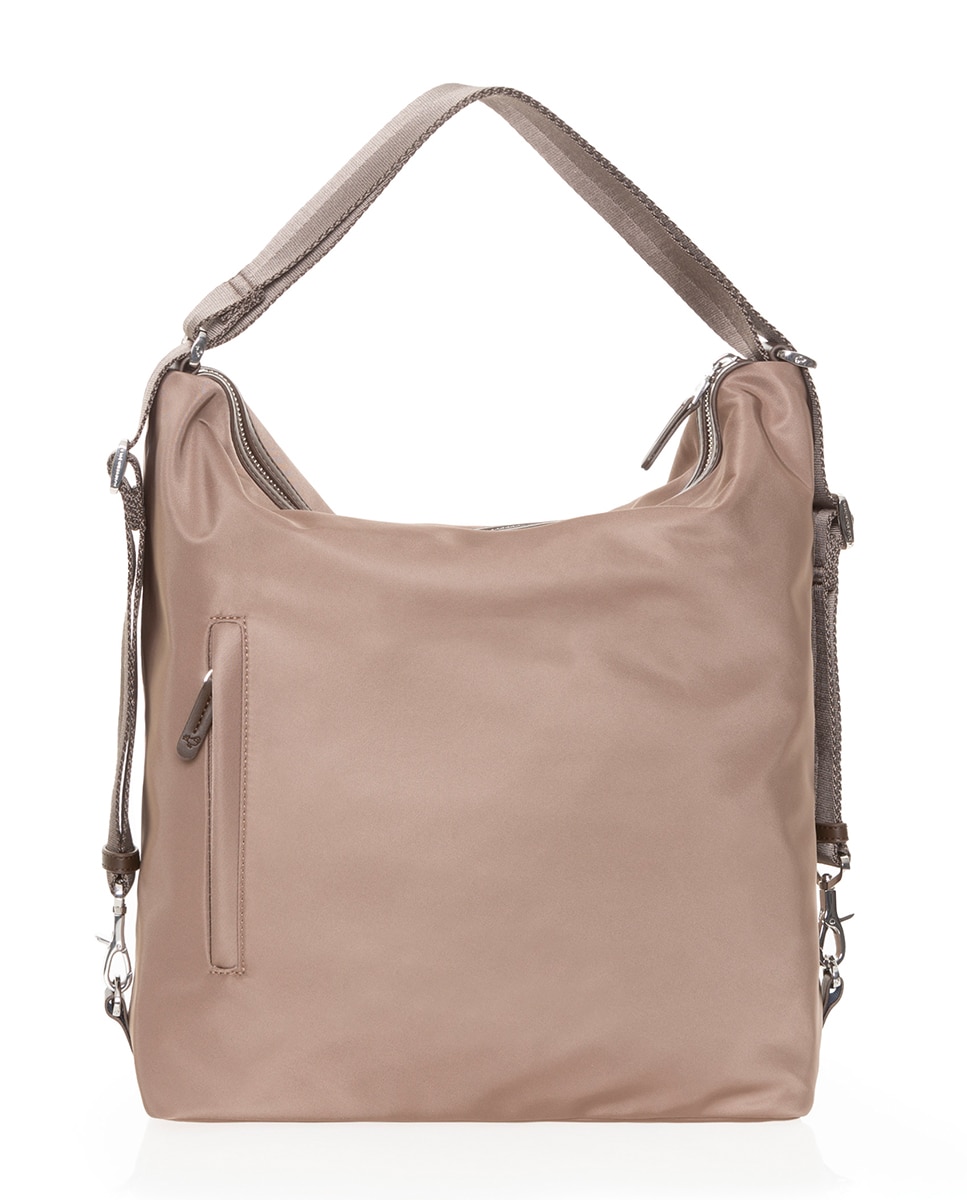 Mala hobo de nylon castanha conversível em mochila Castanho-4
