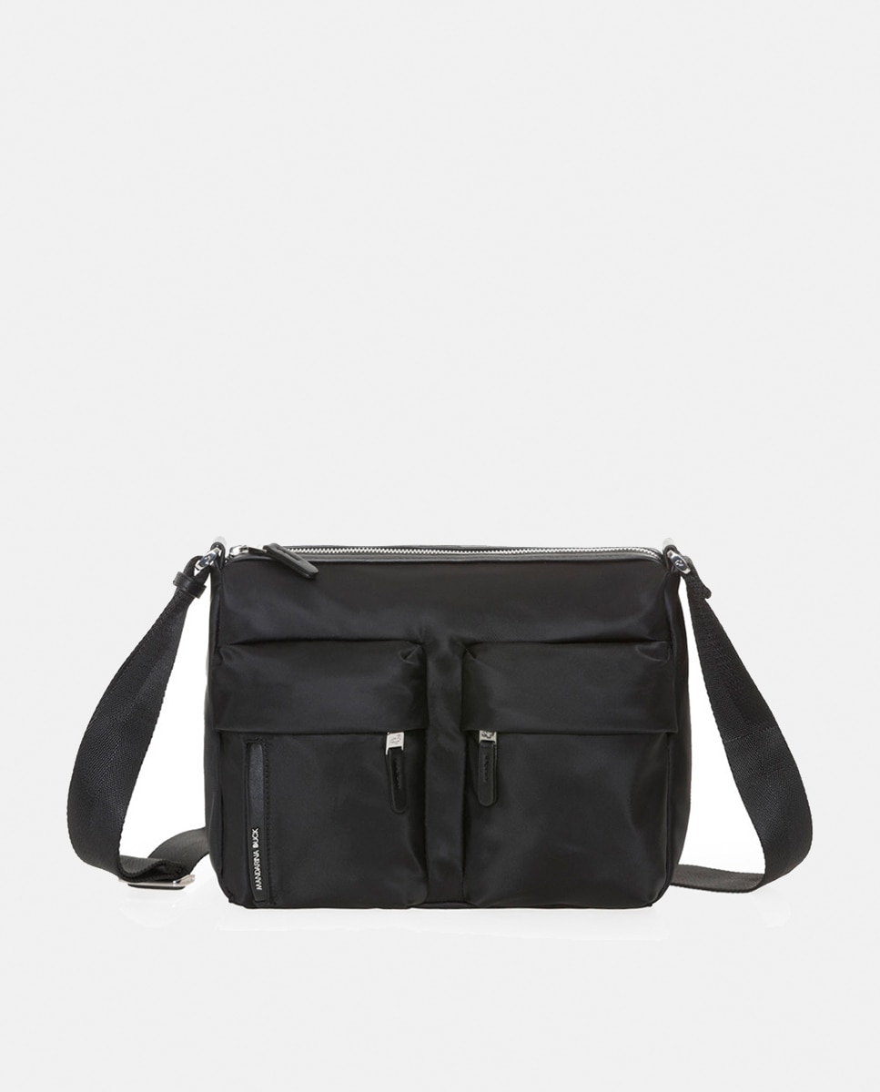 Mala a Tiracolo Média em Nylon Brilhante - Preto Preto-1