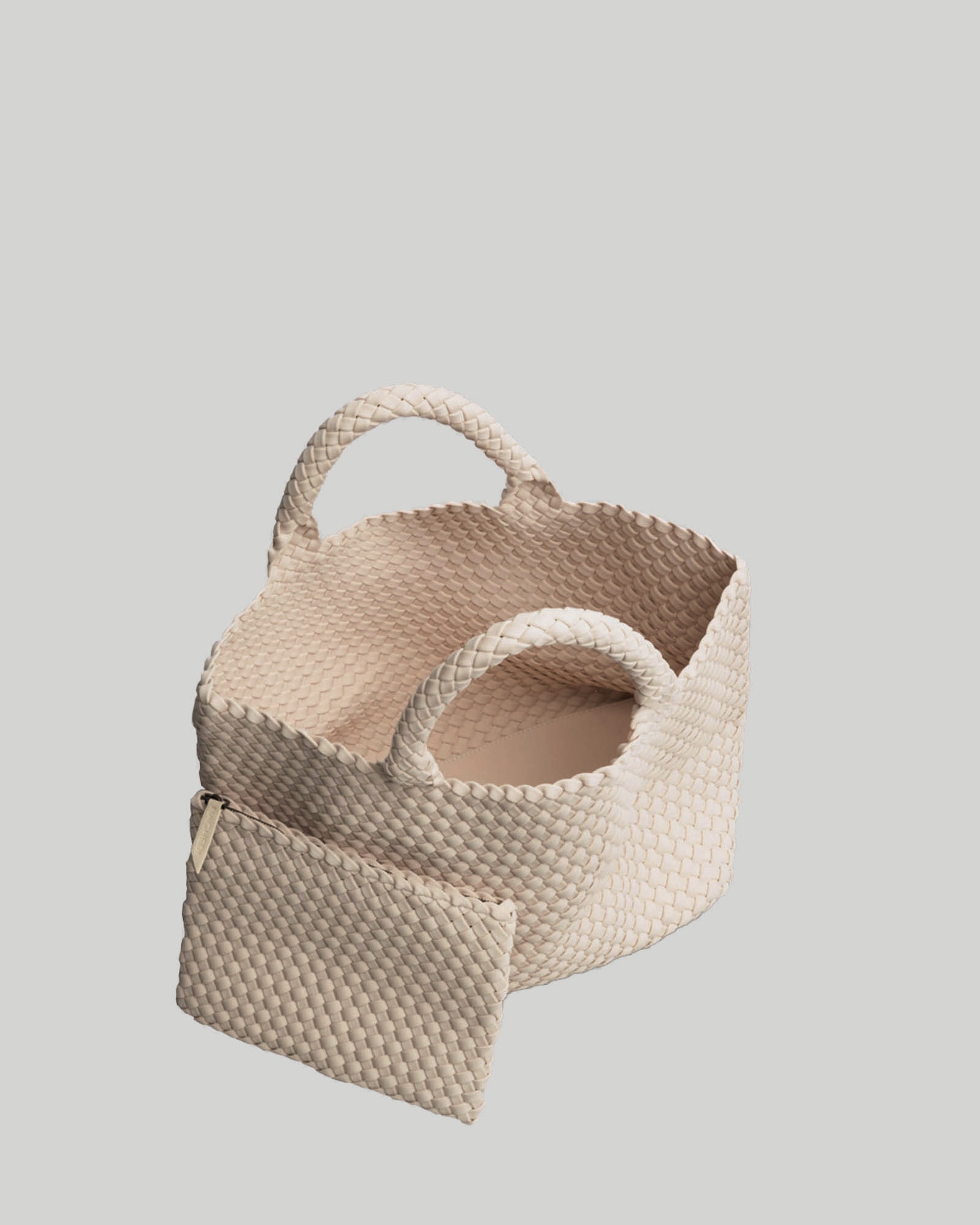 Mala Tipo Tote Grande Entrançada com Compartimento Amovível - Creme Creme-2
