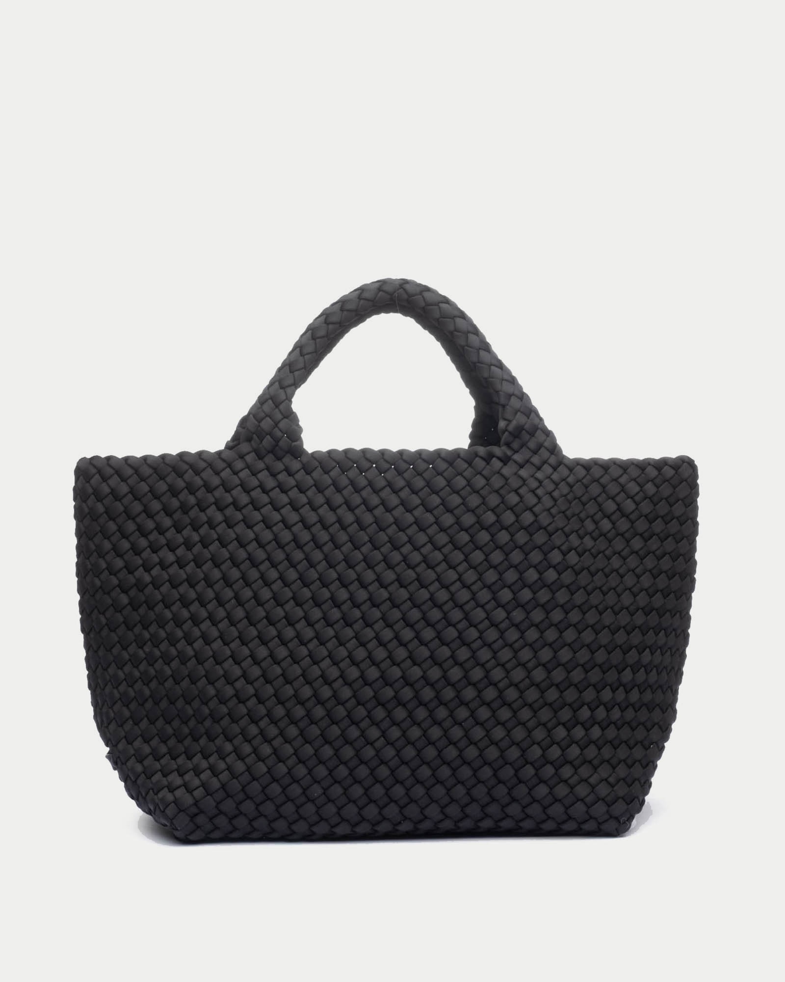 Mala Tipo Tote Grande Entrançada com Compartimento Amovível - Preto Preto-1