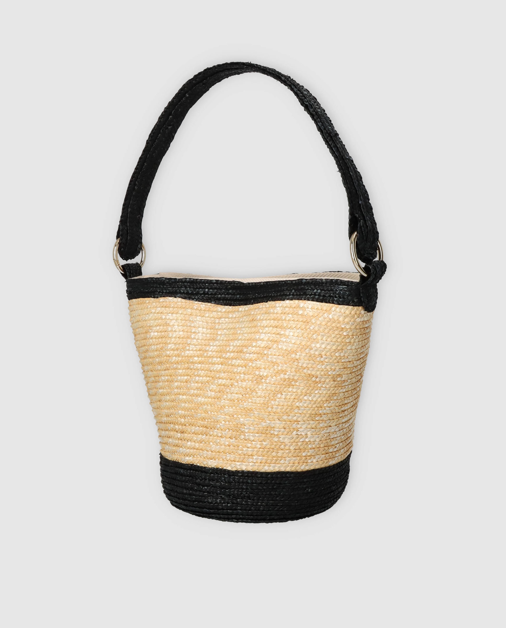 Mala Hobo Pepa L com Detalhes Pretos e em Palha - Cru Natural-2