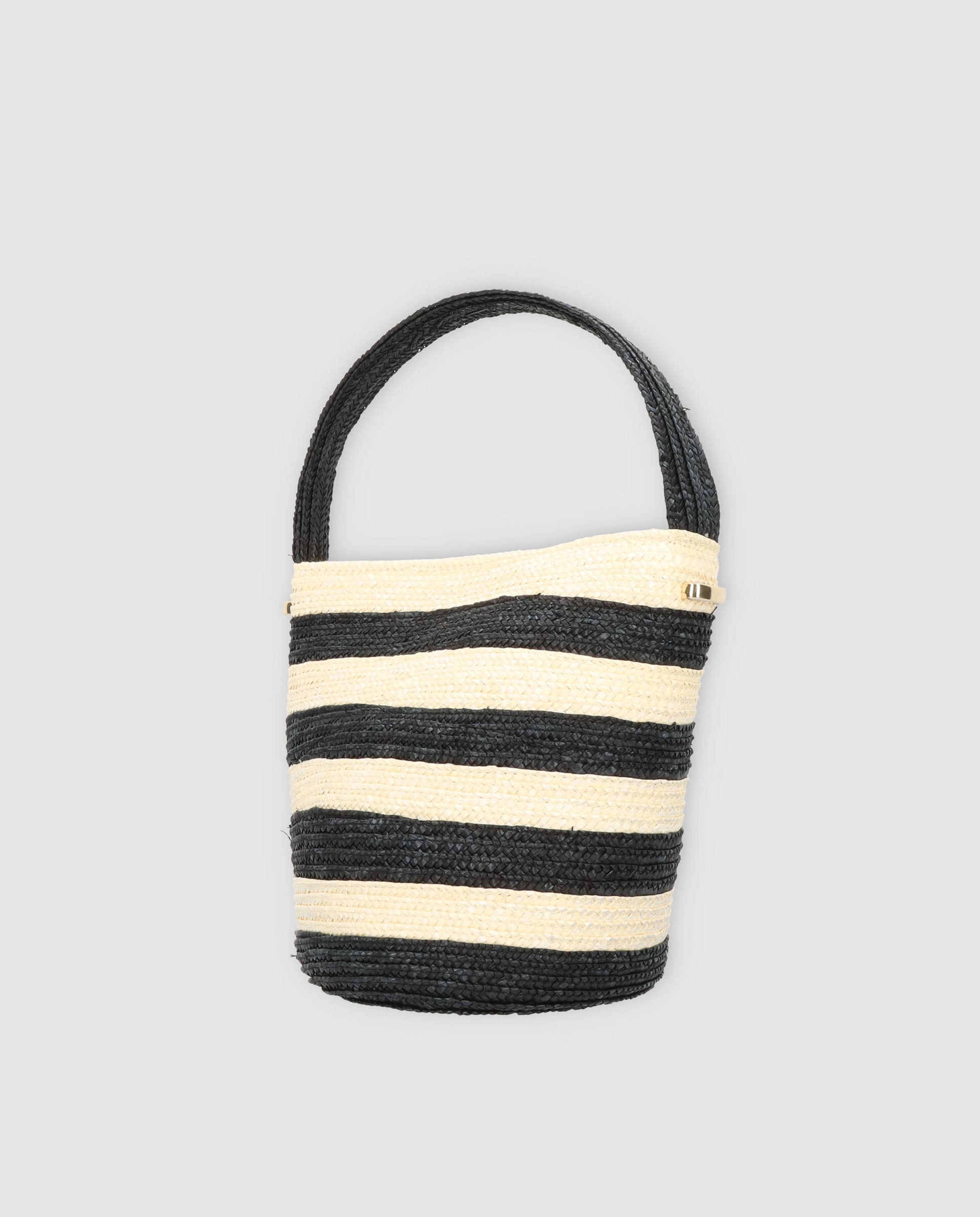 Mala Hobo Pepa M às Riscas Bicolor de Palha - Preto/Cru Multicolor-2