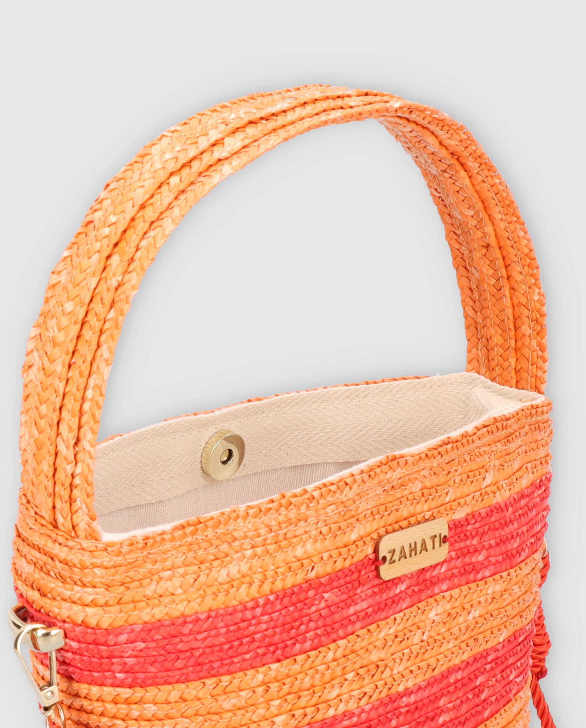 Mala Hobo Pepa M às Riscas Bicolor de Palha - Vermelho/Laranja Multicolor-3
