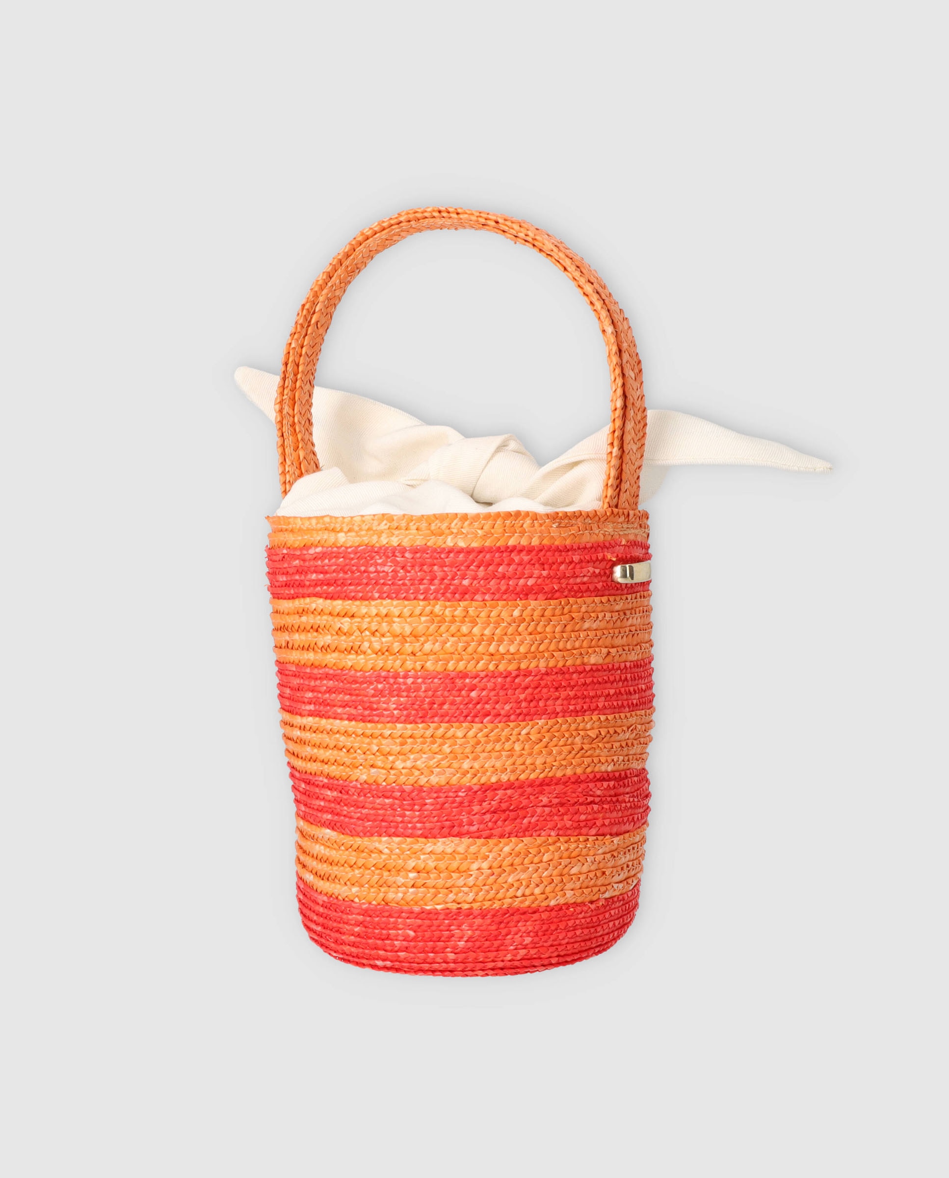 Mala de Mão Mini Josephine às Riscas Bicolor de Palha - Vermelho/Laranja Vermelho-2