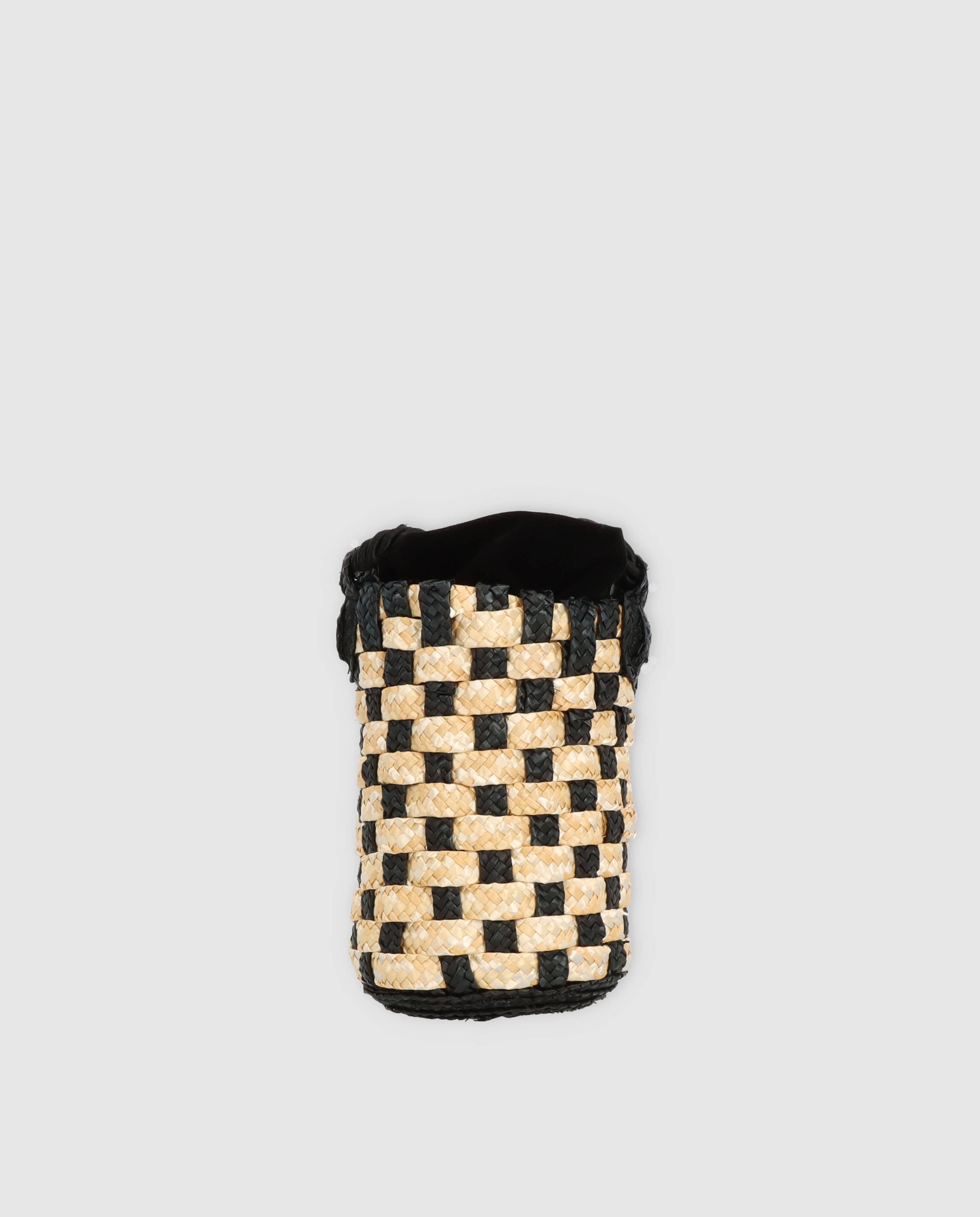 Mala Bucket Mini Tris-Tras de Palha Bicolor - Cru/Preto Natural-2