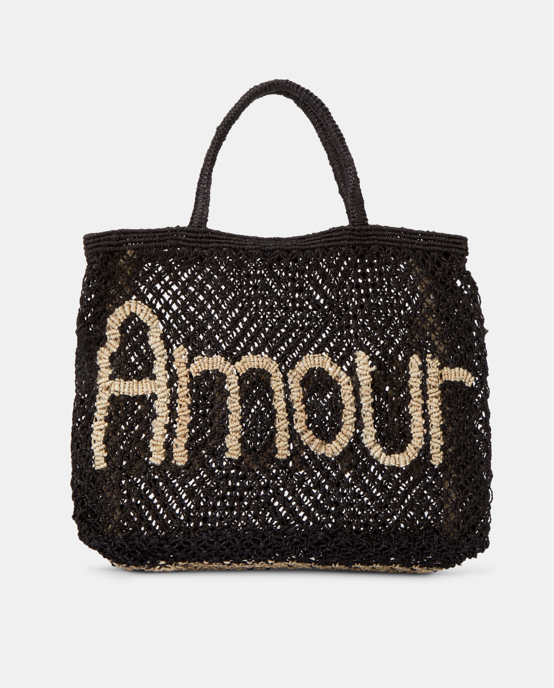 Mala Pequena Modelo Amour Word Bag - Preto Preto-1