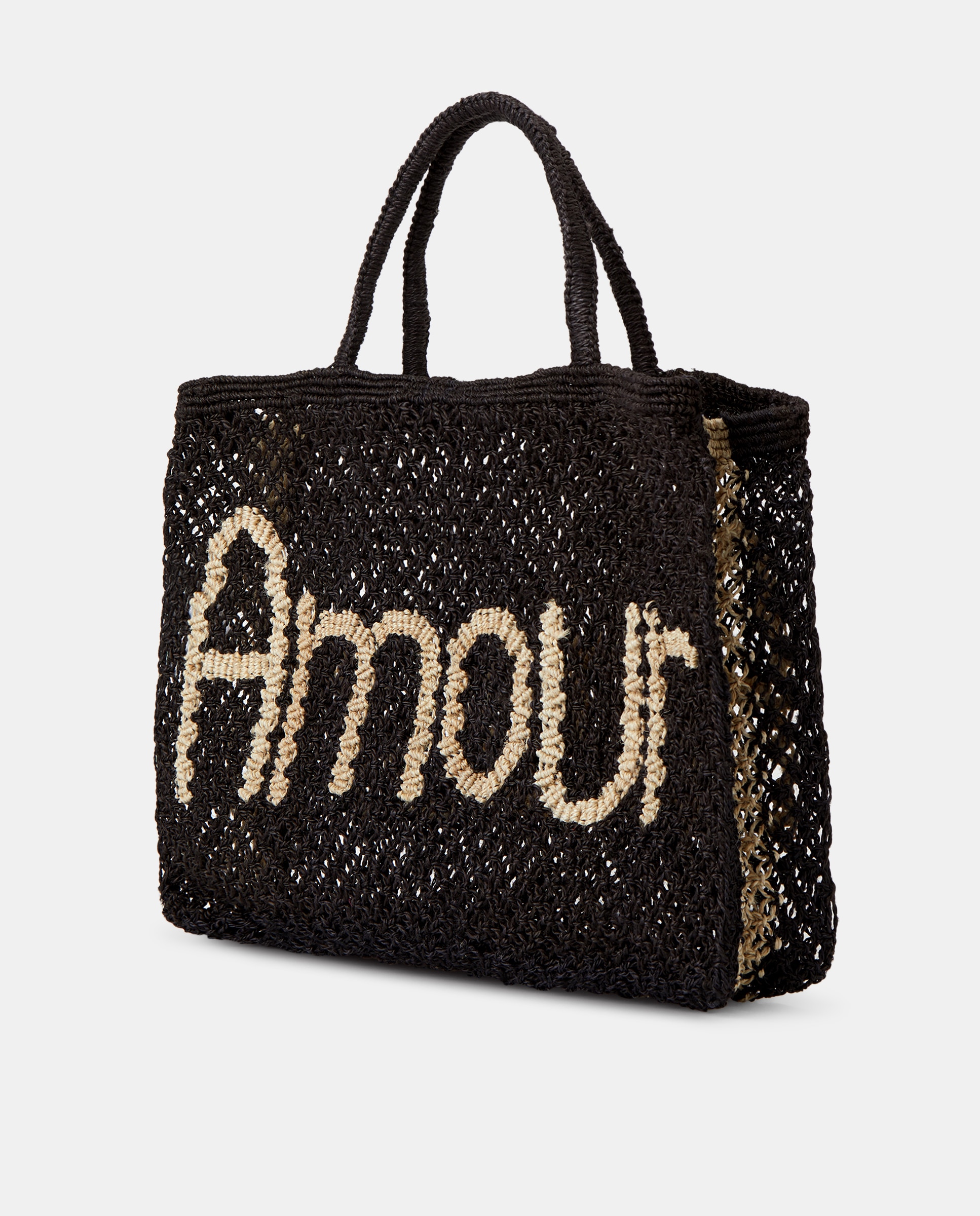 Mala Pequena Modelo Amour Word Bag - Preto Preto-2