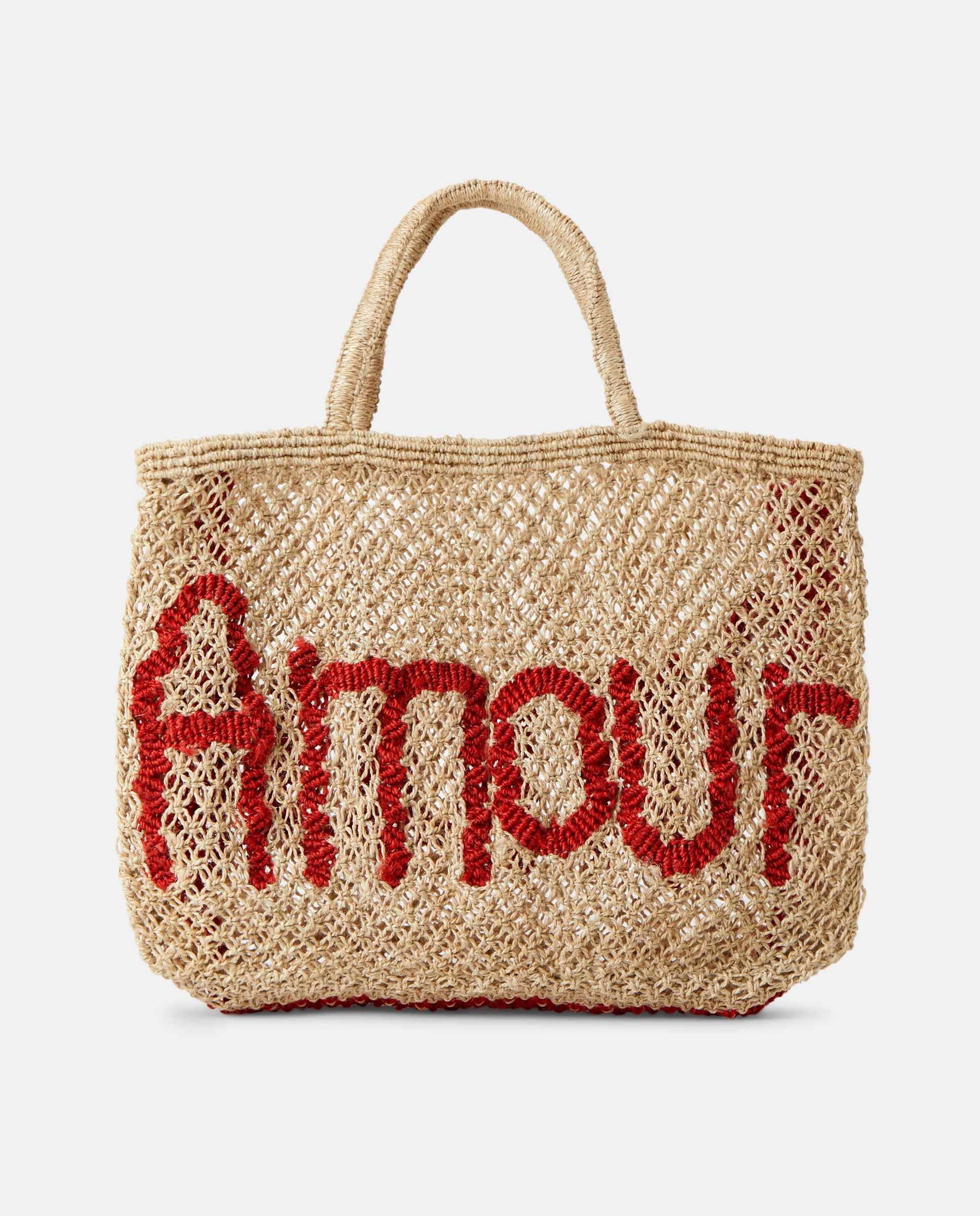 Mala Pequena Modelo Amour Word Bag - Cru Natural-1